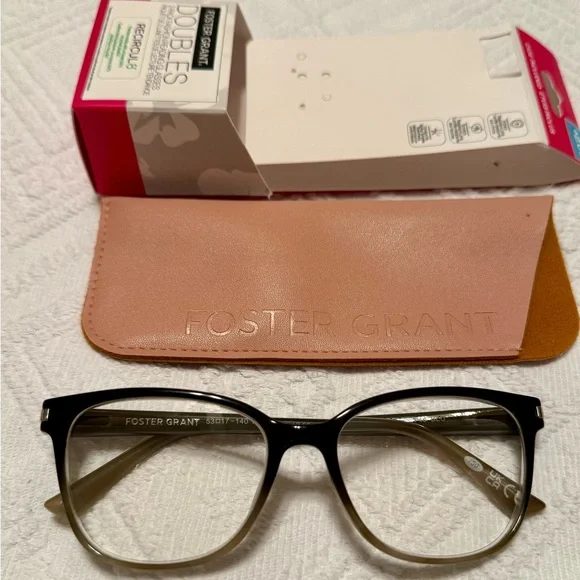 Reading eye glasses - 2.0 - Foster Grant - New! 2 tone Black & Gray - perfect - Picture 2 of 12